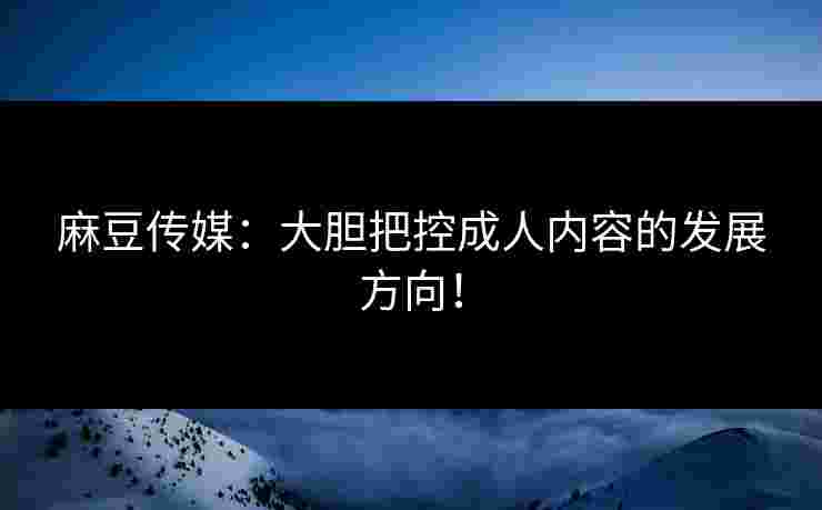 麻豆传媒：大胆把控成人内容的发展方向！