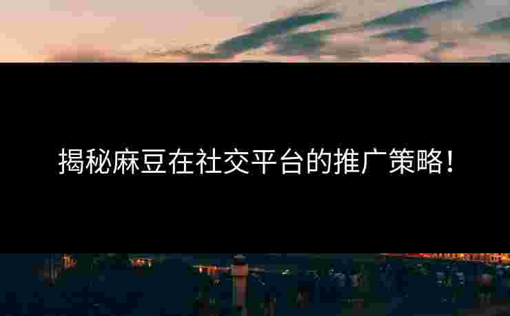 揭秘麻豆在社交平台的推广策略！