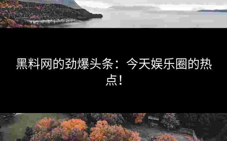 黑料网的劲爆头条：今天娱乐圈的热点！