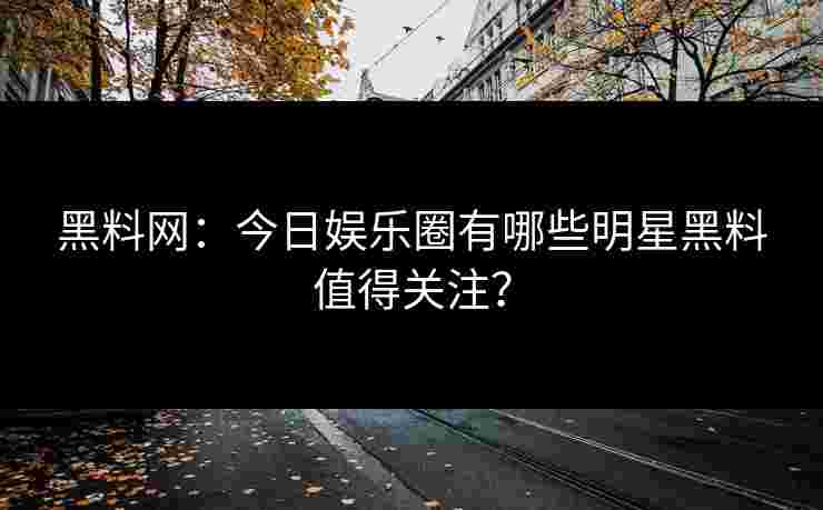 黑料网：今日娱乐圈有哪些明星黑料值得关注？